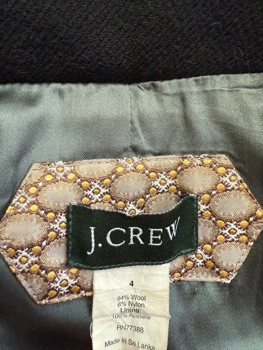 J. Crew Black Pea Coat Women’s Size 4 Classic Wool Blend Jacket - Picture 6 of 6